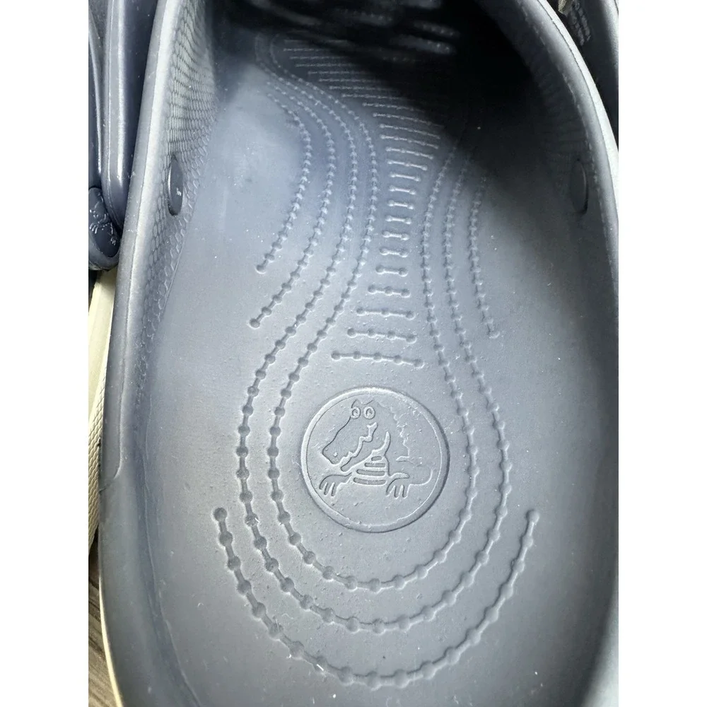 CROCS Mens SZ 13 Navy Rotatable Strap Rubber Classic Clog Sandals